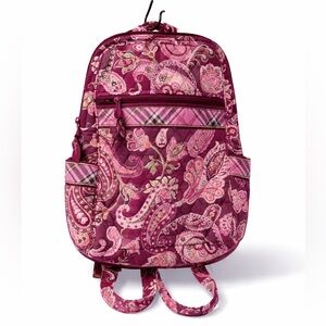 Vera Bradley Paisley Backpack Purple Pink Quilted Travel School Bag Floral